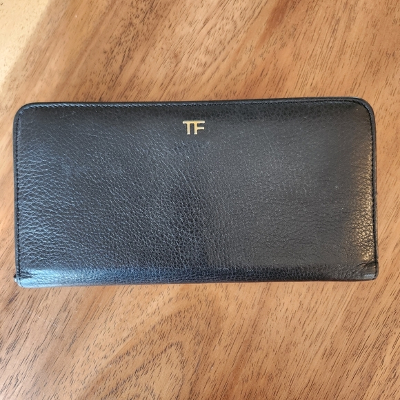 TOM FORD LONG WALLET PEBBLED BLACK LEATHER - Picture 1 of 10